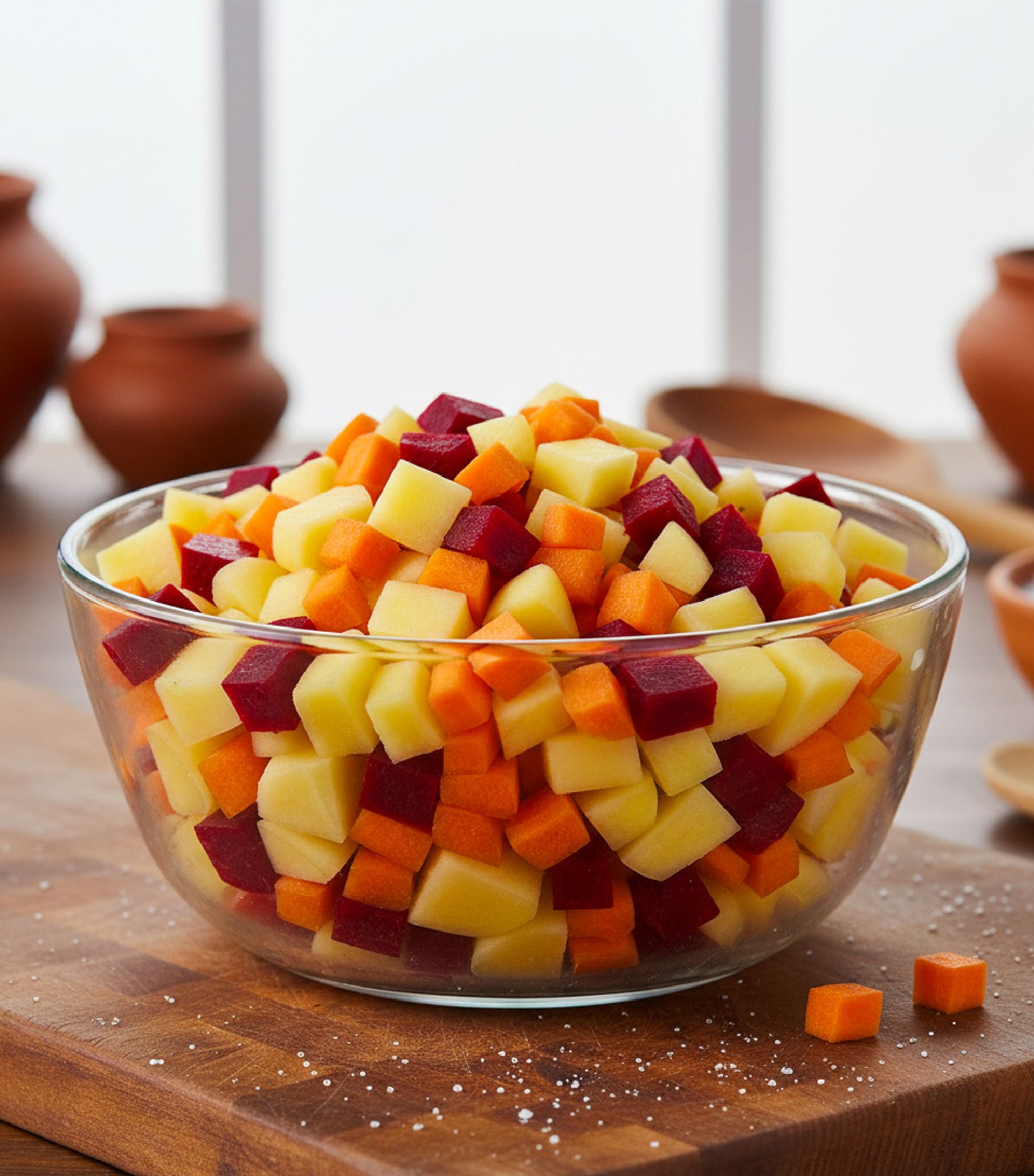 Potato Carrot Beetroot Mezhukkupuratti