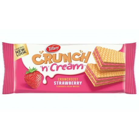 Tiffany Crunch n Cream Crunchiest Cream Wafers  Strawberry Flavored  - 150g